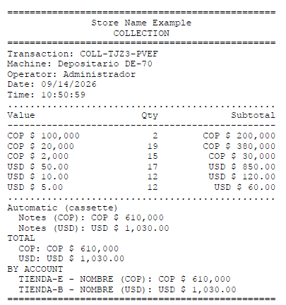 A collection receipt